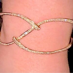 STUNNING Effy 14k ROSE GOLD Diamond Hinged Bangle Cuff Bracelet